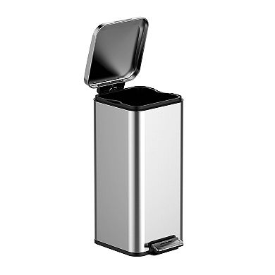 8 Gallon Bathroom Step Trash Can with Removable Inner Bucket, Square