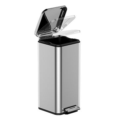 8 Gallon Bathroom Step Trash Can with Removable Inner Bucket, Square