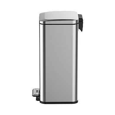 8 Gallon Bathroom Step Trash Can with Removable Inner Bucket, Square