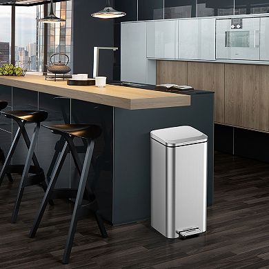 8 Gallon Bathroom Step Trash Can with Removable Inner Bucket, Square