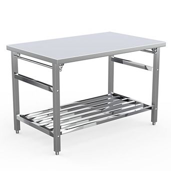 Stainless Steel Table, 30 x 48 in Folding Heavy Duty Table for Kitchen