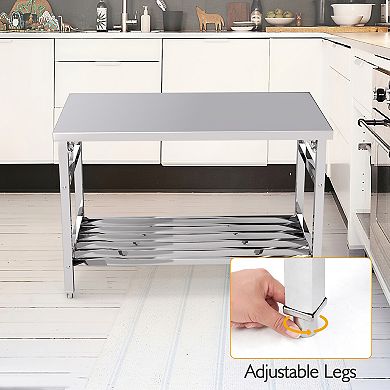Stainless Steel Table, 30 x 48 Inches Folding Heavy Duty Table for Kitchen