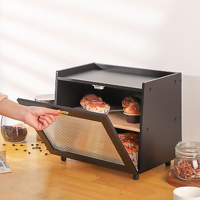 Double Layer Large Bread Box for Kitchen Counter