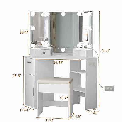 corner dressing table black Corner Computer Desk Triangle Writing Workstation with Storage Shelf-B –  Level Up Desks main image 1