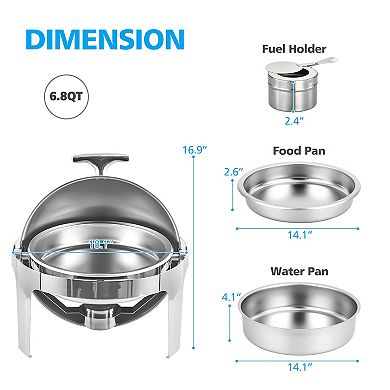 Chafing Dish Buffet Set, 6.8 QT Round