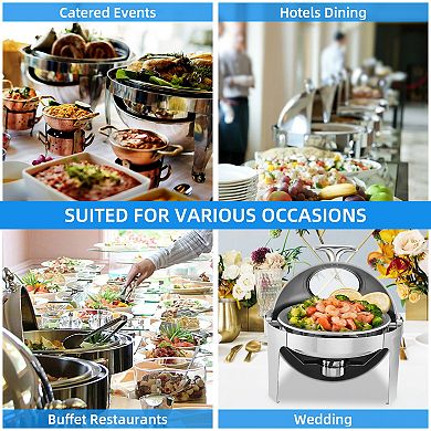 Chafing Dish Buffet Set, 6.8 QT Round with Viewing Lid