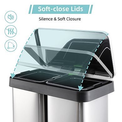 16 Gallon Trash Can, with 2 Removable Inner Buckets