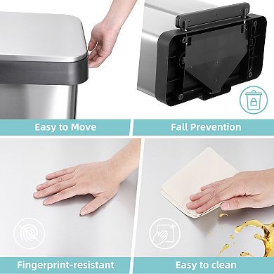 16 Gallon Trash Can, with 2 Removable Inner Buckets