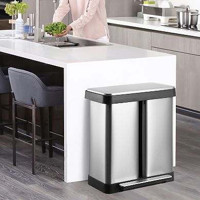 16 Gallon Trash Can, with 2 Removable Inner Buckets
