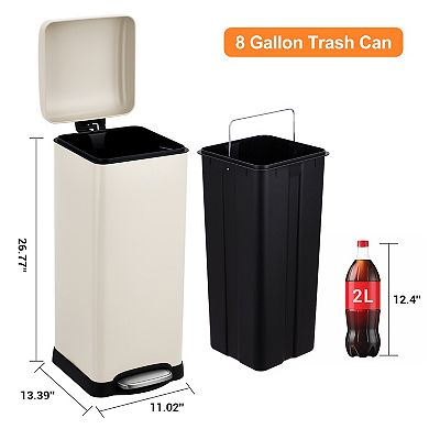 8 Gallon Bathroom Step Trash Can with Removable Inner Bucket