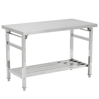 Stainless Steel Table, 24 x 48 in Folding Heavy Duty Table for Kitchen