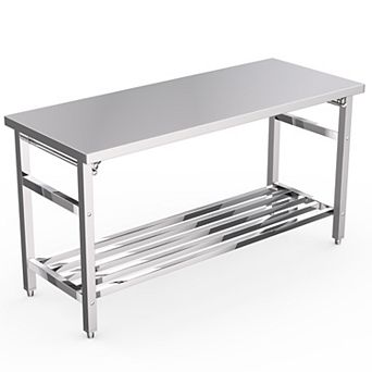 Stainless Steel Table, 24 x 60 in Folding Heavy Duty Table for Kitchen