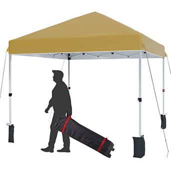 10x10 Pop Up Canopy Tents, with Easy One-Person Setup, Wheeled Carry Bag, Bonus Stakes & Ropes
