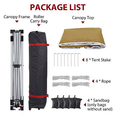 10x10 Pop Up Canopy Tents, with Easy One-Person Setup, Wheeled Carry Bag, Bonus Stakes & Ropes