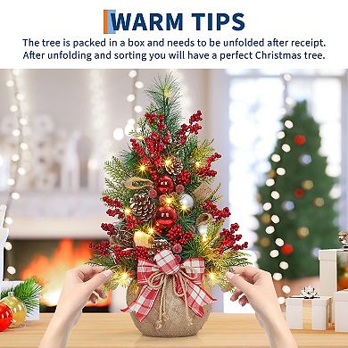 24" Pre-Lit Mini Christmas Tree with LED Lights