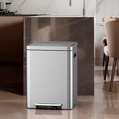 10.6 Gallon Dual Trash Can, Double Compartment Classified Garbage Can with Removable Inner Bucket