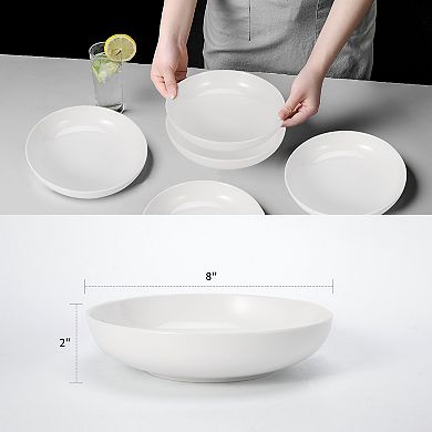 Large Pasta Bowls Set of 6, Shallow Wide Dinner Bowls, 8 inch