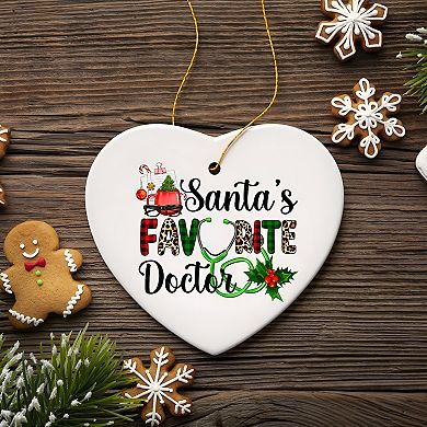 Santa’s Favorite Doctor Christmas Ornament, Appreciation Gift for Medical Worker and Phd