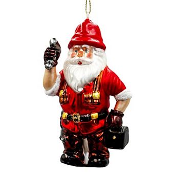 Handyman Santa Glass Ornament, Skilled Builder, Tradesman and Repairman Gift