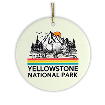Vintage Yellowstone National Park Ornament, Circle Version