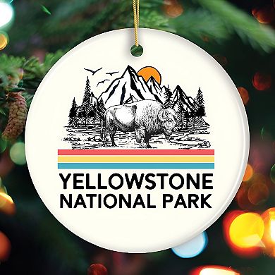 Vintage Yellowstone National Park Ornament, Circle Version