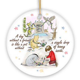A Day Without a Friend is Empty Like a Pot Without Honey Quote Ornament, Pooh and Friends Sentiment