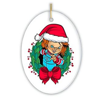 Santa Chucky Christmas Ornament, Oval Version