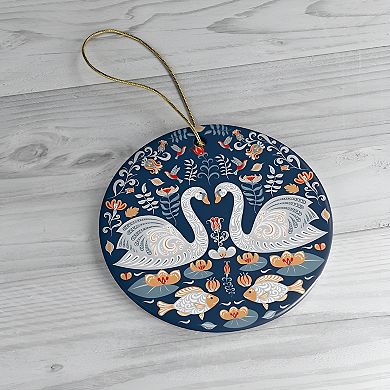 Scandinavian Zen Pond Christmas Ornament, Circle Version