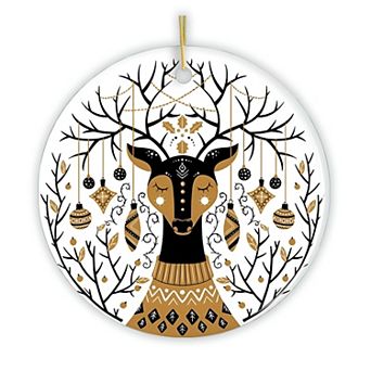 Vintage Nordic Winter Deer Ornament