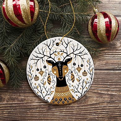 Vintage Nordic Winter Deer Ornament