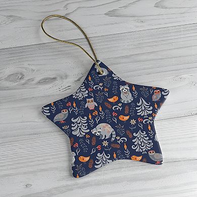 Autumn Forest Scandinavian Forest Ornament, Star Version