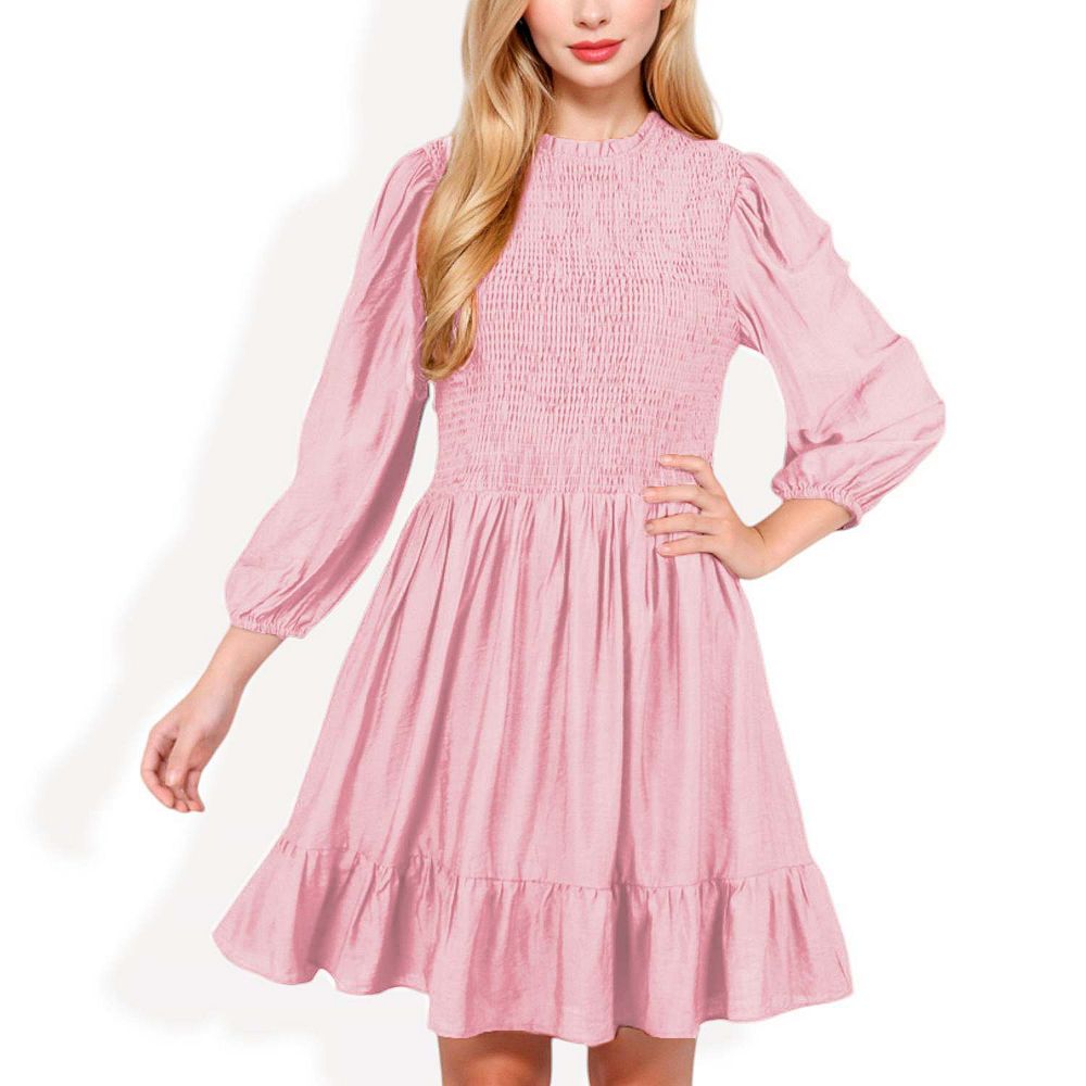 Gingersnaps Orchid Print Swing Dress with Ruffle Sleeves