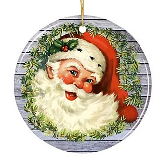 Victorian Santa Round Christmas Ornament, Version 1