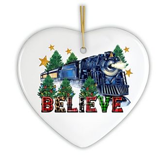 Magical Christmas Train Charming Holiday Ornament, Classic Believe Plaid Railroad
