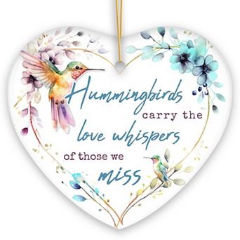 Artistic Hummingbirds Carry the Love Whispers Quote Ornament, Christmas Memorial Gift