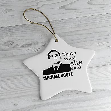 Michael Scott That's What She Said Ornament, The Office Themed Christmas Decoration, Star Version