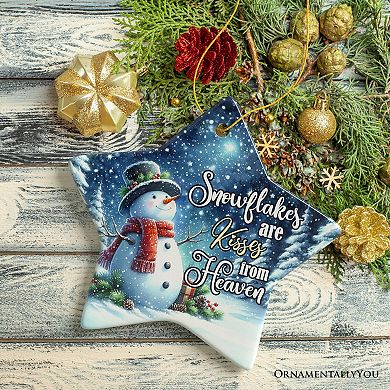 Snowflakes are Kisses from Heaven Ornament, Snowman in Serenity Christmas Memorial Gift
