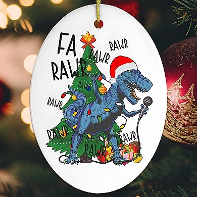 Karaoke Dinosaur T-Rex Funny Christmas Ornament