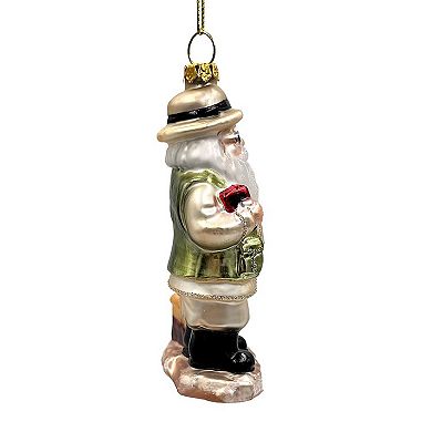 Adventurous Safari Santa Handblown Glass Ornament, African Jungle Explorer Travel Themed Christmas D