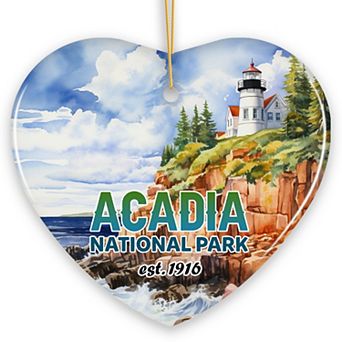 Majestic Acadia National Park Artwork Ornament, Travel Souvenir and Christmas Gift, Heart
