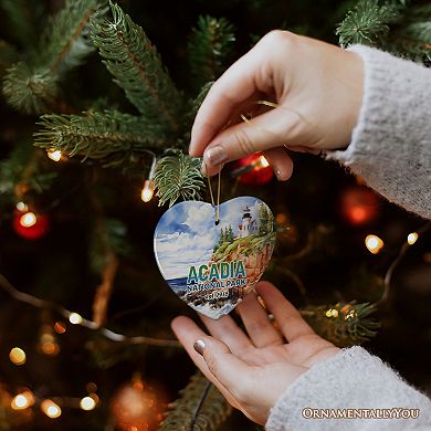 Majestic Acadia National Park Artwork Ornament, Travel Souvenir and Christmas Gift, Heart