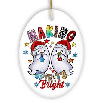 Making Spirits Bright Cute Ghost Duet Christmas Ornament, Ceramic Tree Decoration
