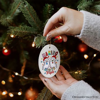 Making Spirits Bright Cute Ghost Duet Christmas Ornament, Ceramic Tree Decoration