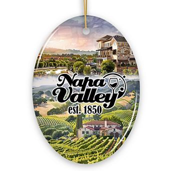 Beautiful Napa Valley Ceramic Ornament, California's World Class Vineyards and Wineries Gift