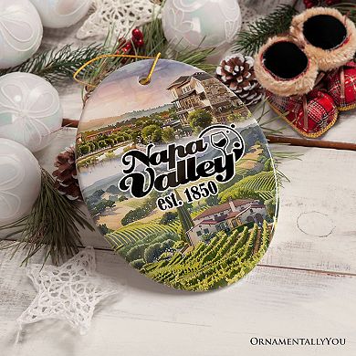Beautiful Napa Valley Ceramic Ornament, California's World Class Vineyards and Wineries Gift