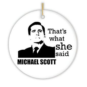 Michael Scott That's What She Said Ornament, The Office Themed Christmas Decoration, Circle Version.