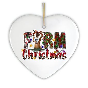 Fun and Festive Farm Christmas Ornament with Goat and Plaids