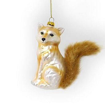 Woodland Fox Glass Christmas Ornament
