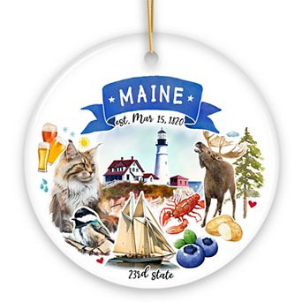 Artistic Maine State Themes and Landmarks Christmas Ornament