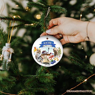 Artistic Maine State Themes and Landmarks Christmas Ornament
